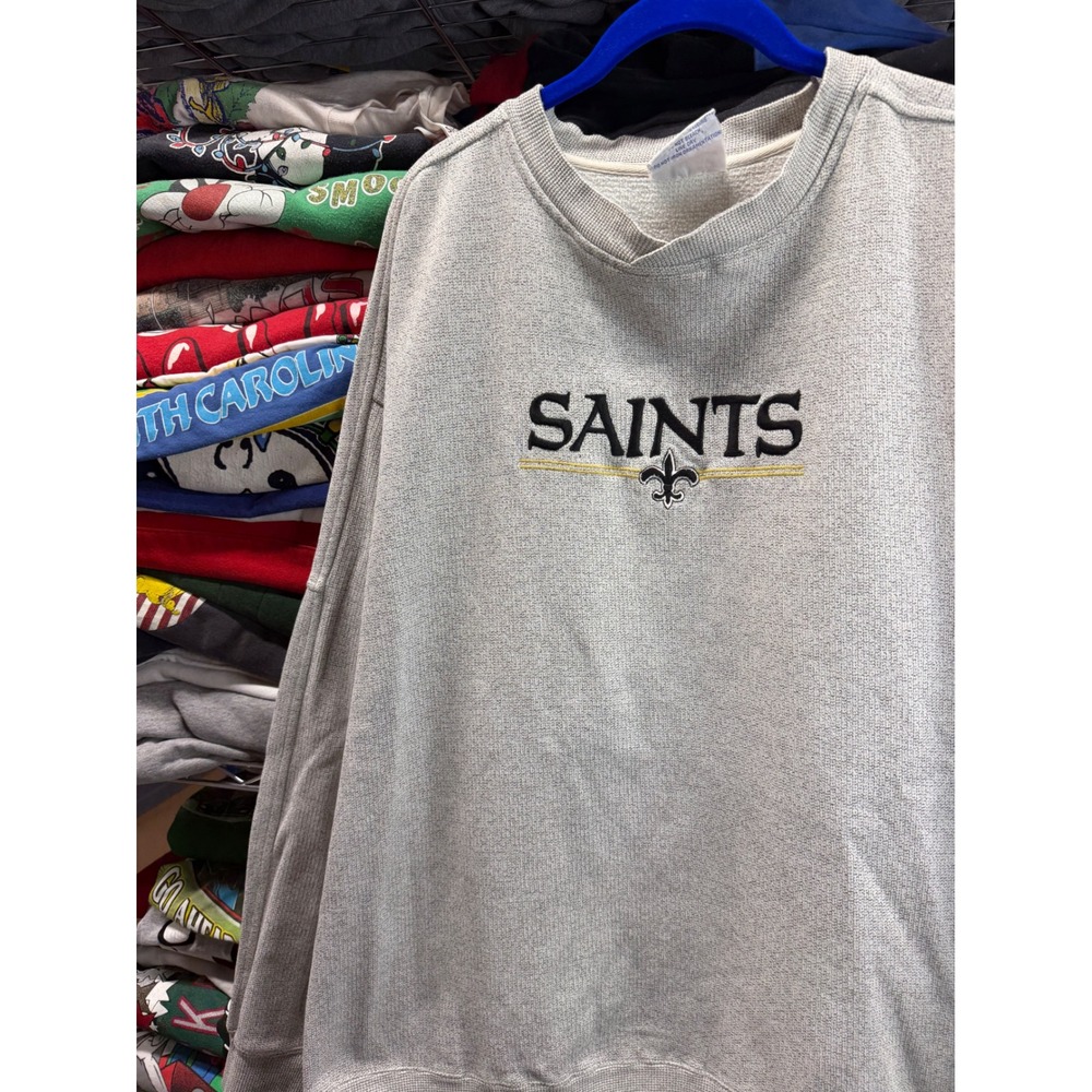 Vintage Majestic New Orleans Saints Sweatshirt XL Grey Embroidered NFL Pullover